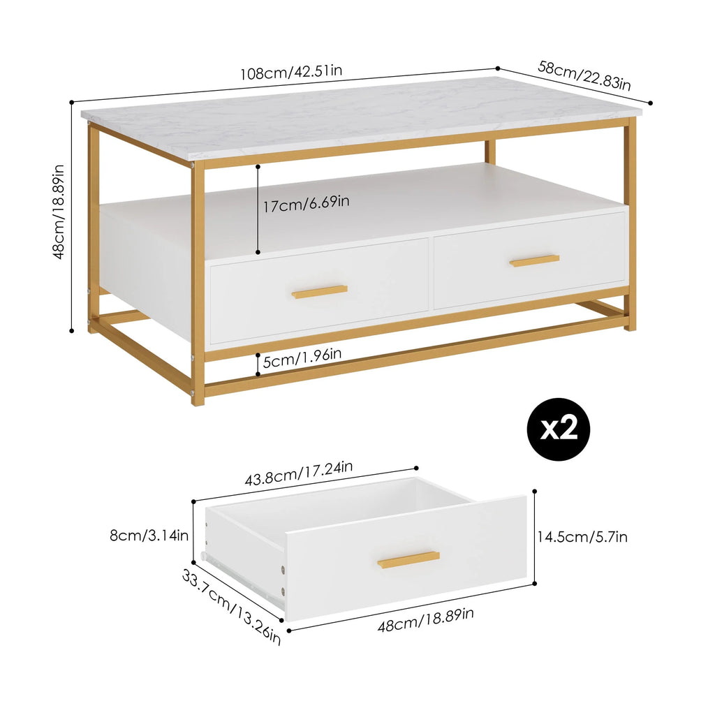 Dark Brown Coffee Table with Storage Drawers S813