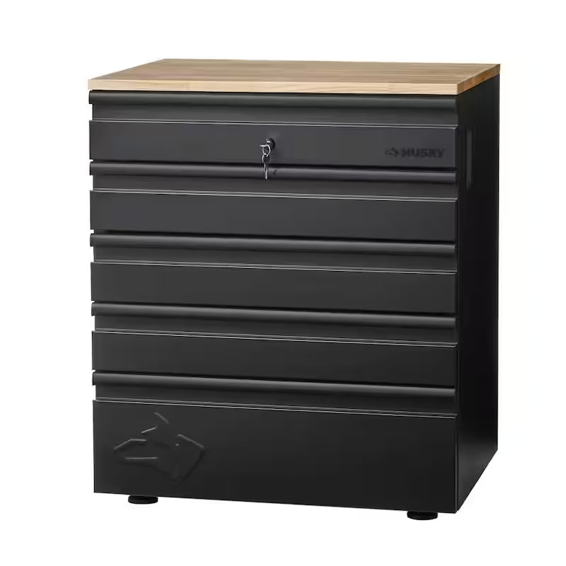 Heavy Duty 18-Gauge Steel 5-Drawer Black Garage Base Cabinet W789