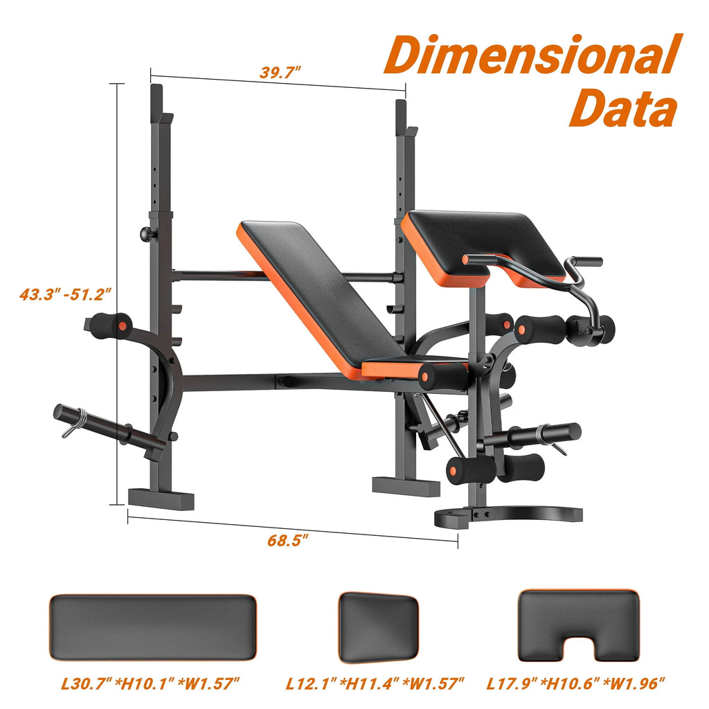 6 Positions Adjustable Foldable Weight Bench 800 Lbs F2619