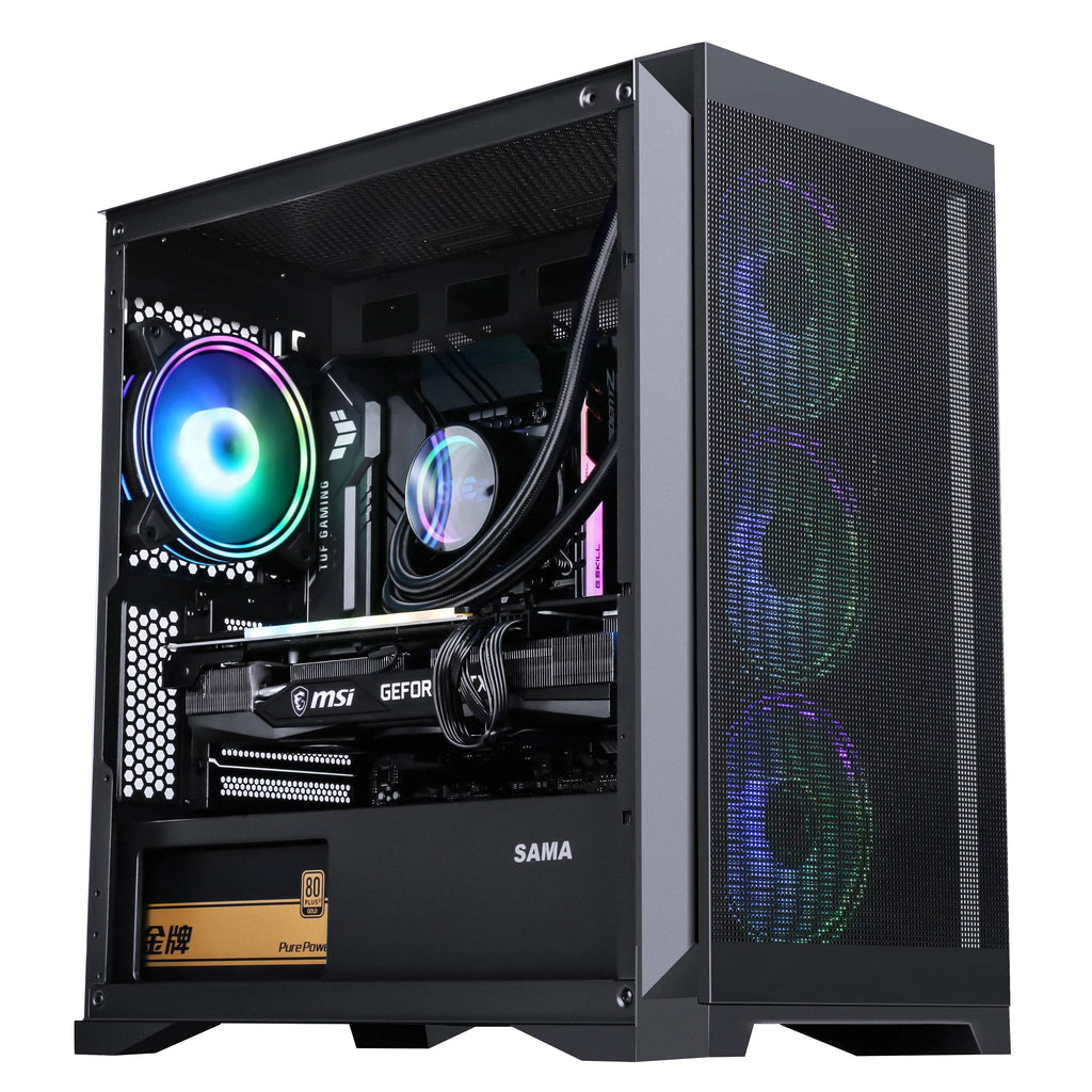 Black Tempered Glass PC Gaming Case with 4 x ARGB Fans E22185