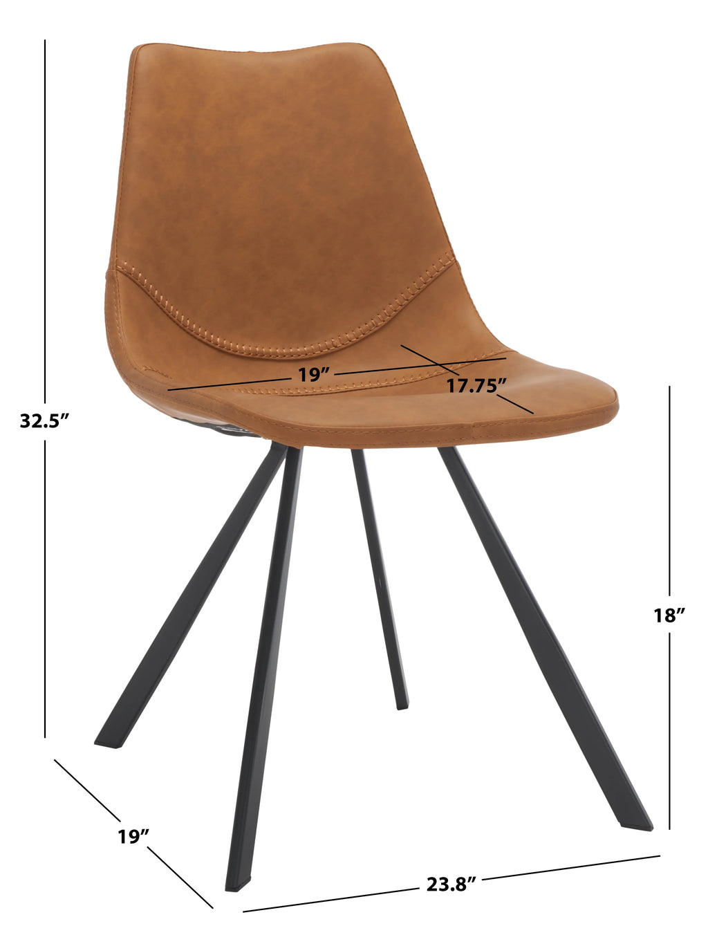 Cognac Tufted Dining Chair Set of 2 K959955