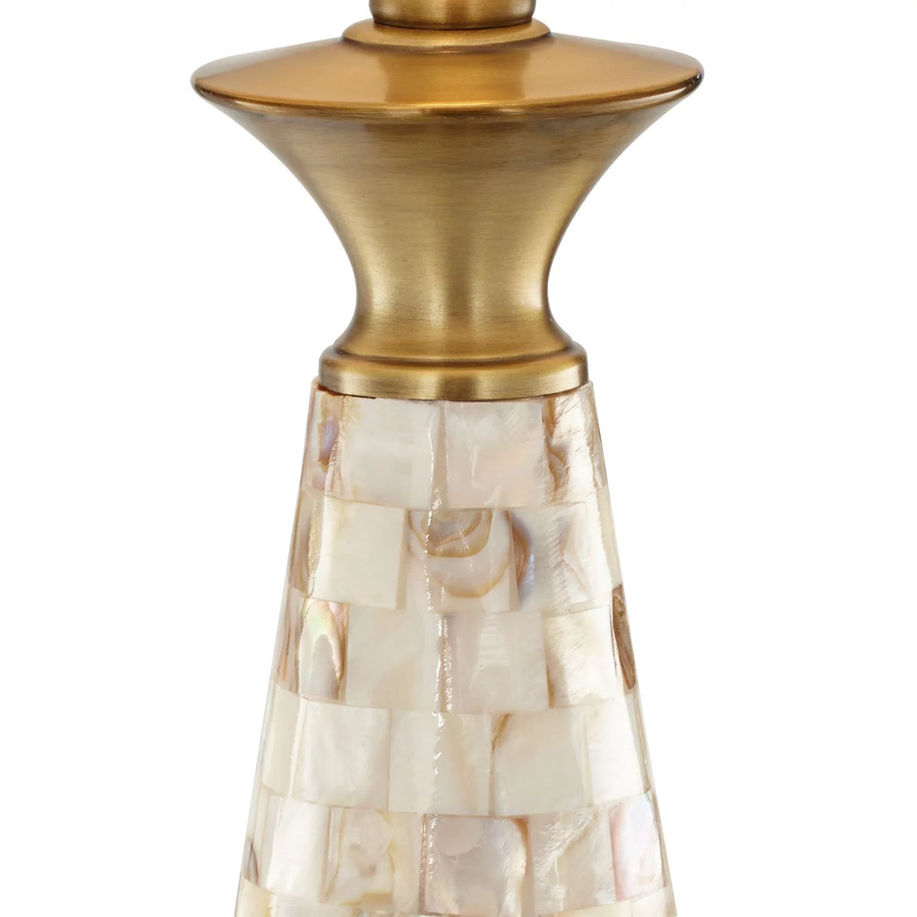 Coastal Table Lamp 29 3/4" Tall Mother of Pearl Mosaic Tapered Drum Shade K7982