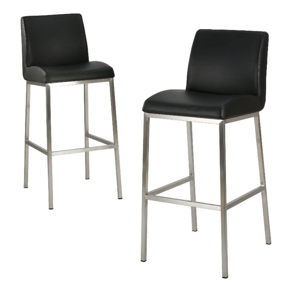 Black Leather Barstool Set of 2 O5218