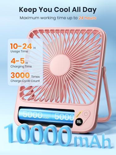 10000mAh Portable Travel Fan 7-inch Mini Desk Fan J314