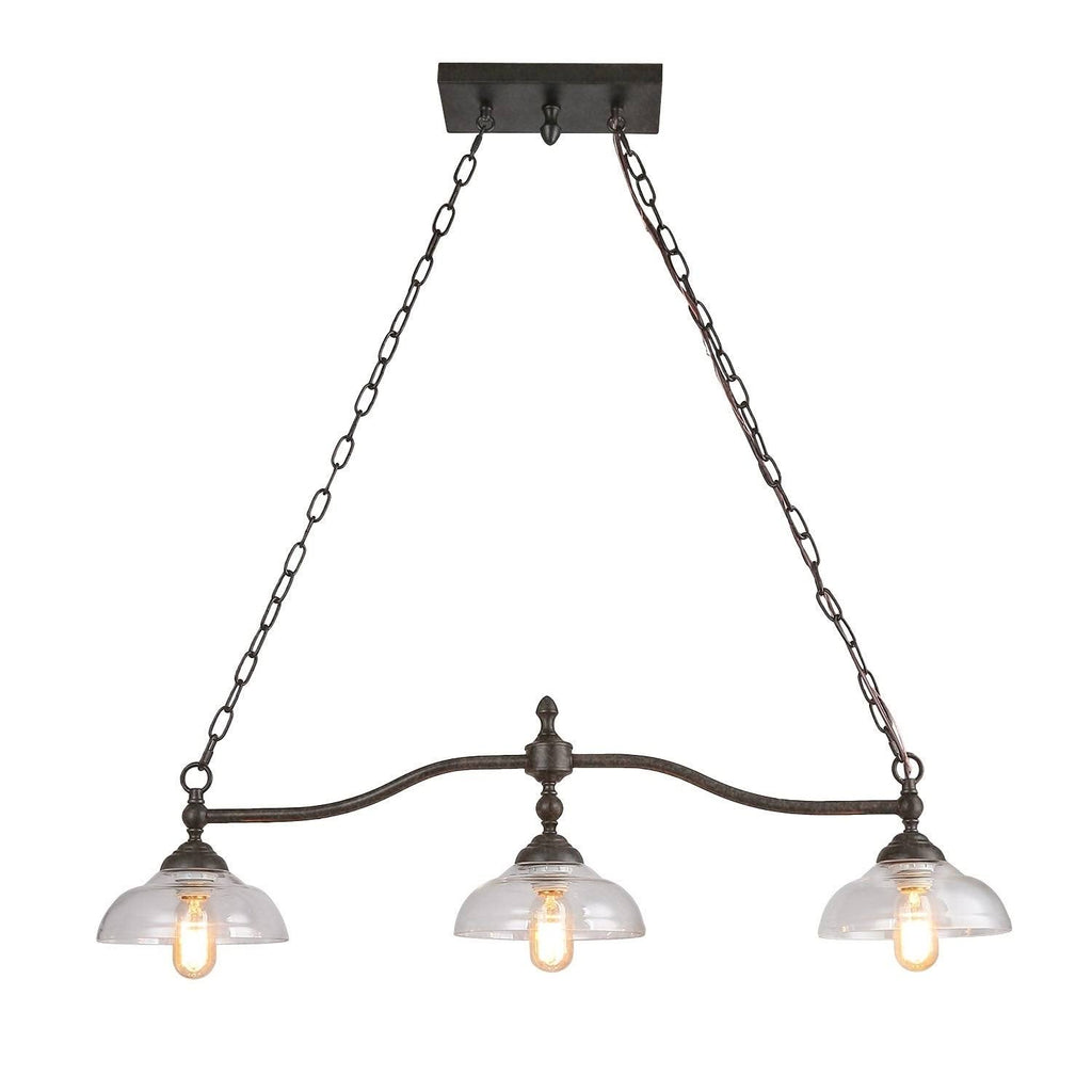 3-Light Oil-Rubbed Bronze Chandelier with Glass Shades P990806