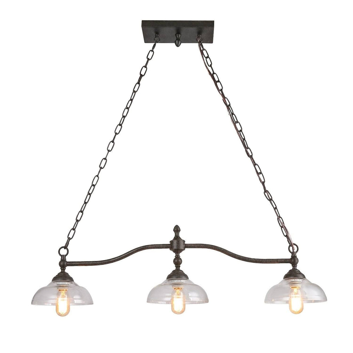 3-Light Oil-Rubbed Bronze Chandelier with Glass Shades P990806