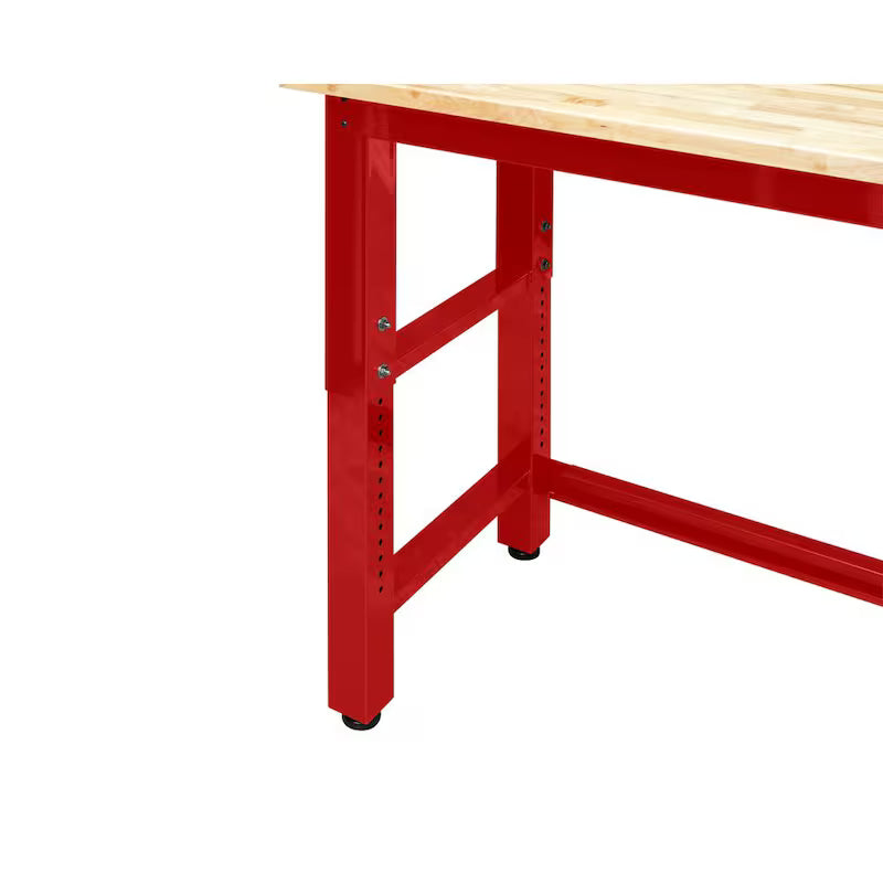 6 ft. Adjustable Height Solid Wood Top Workbench in Red N291