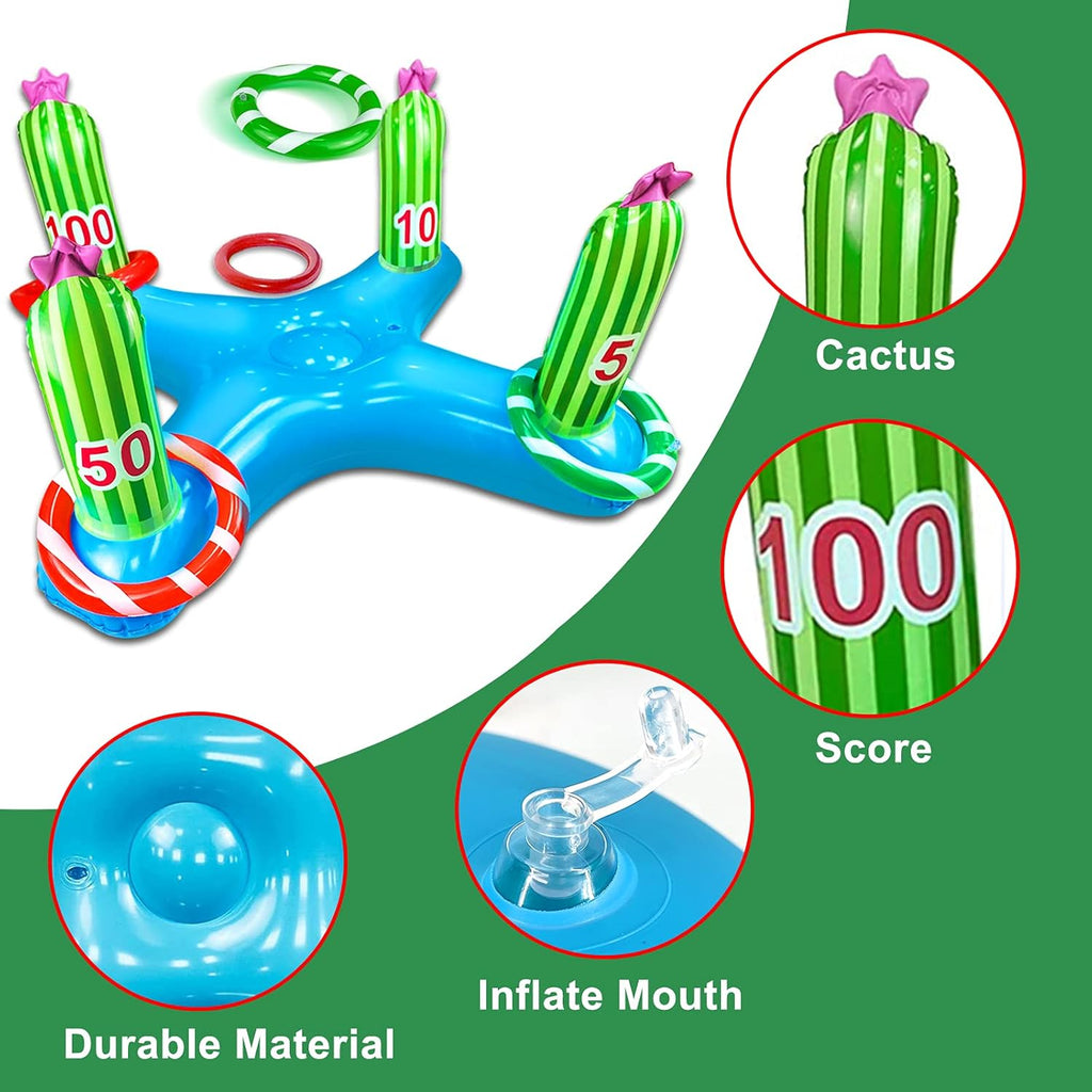 Inflatable Cactus Ring Toss Party Game with 4 Rings Z286