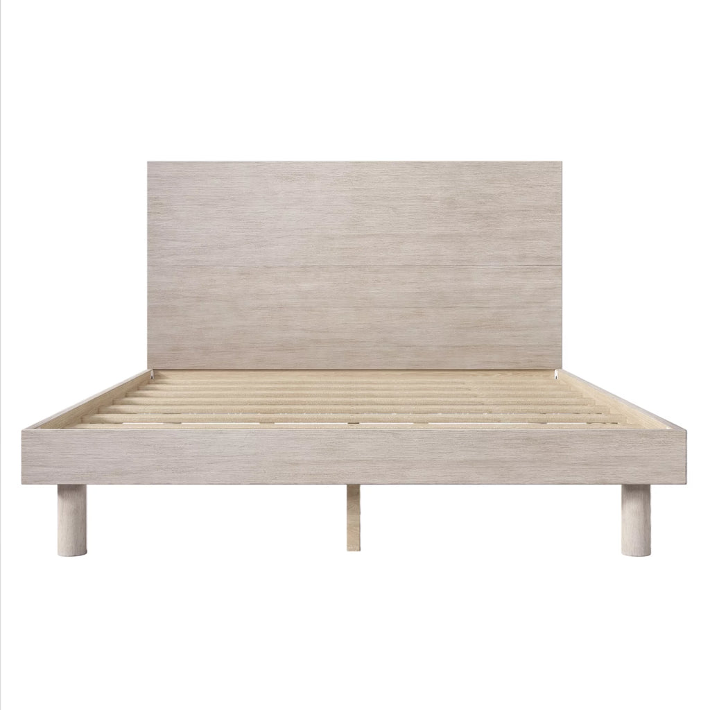Queen Size Solid Wood Platform Bed Frame with Headboard O524965