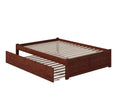 Walnut Full Platform Bed with Trundle X519725