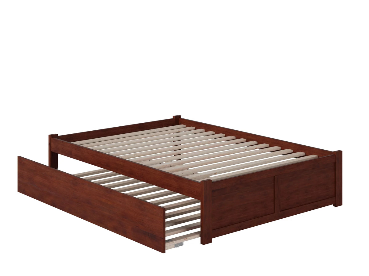 Walnut Full Platform Bed with Trundle X519725