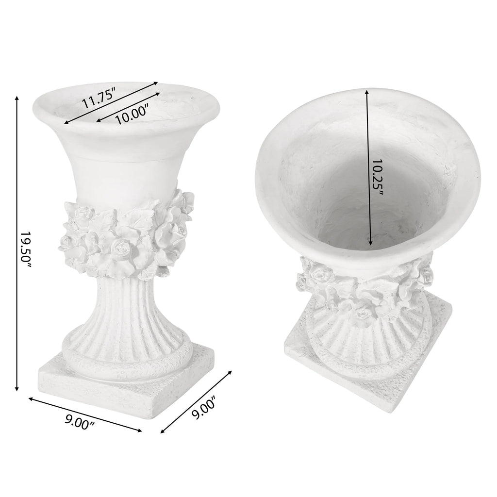 Lightweight Concrete Urn Planter Antique White I7848