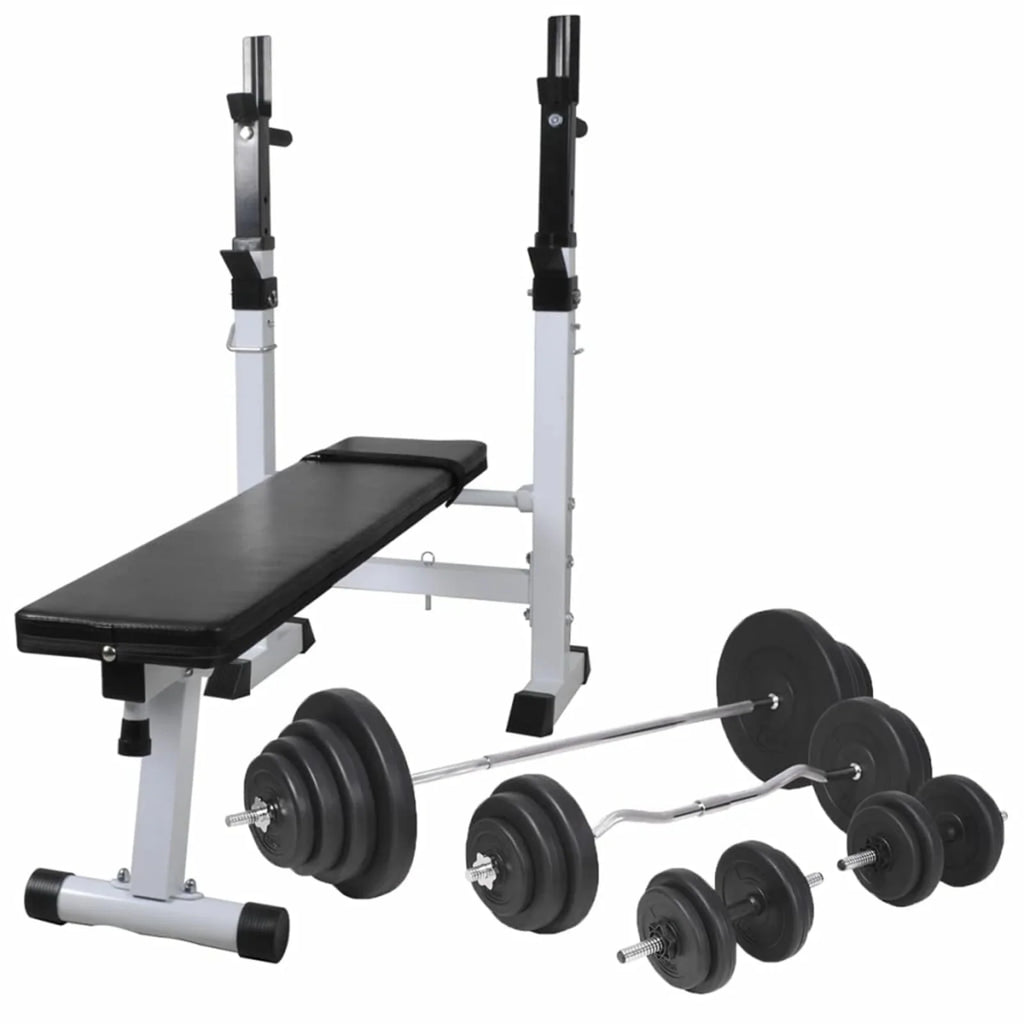 Workout Bench with Weight Rack, Barbell and Dumbbell Set 264.6 lb W49259