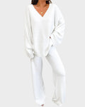 Soft Fuzzy V-Neck Loungewear Set L862567