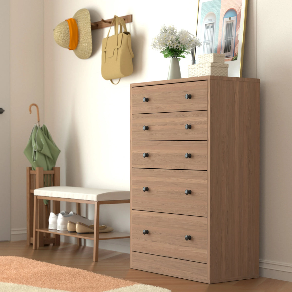 Oversized Black 5-Drawer Wood Dresser P820134