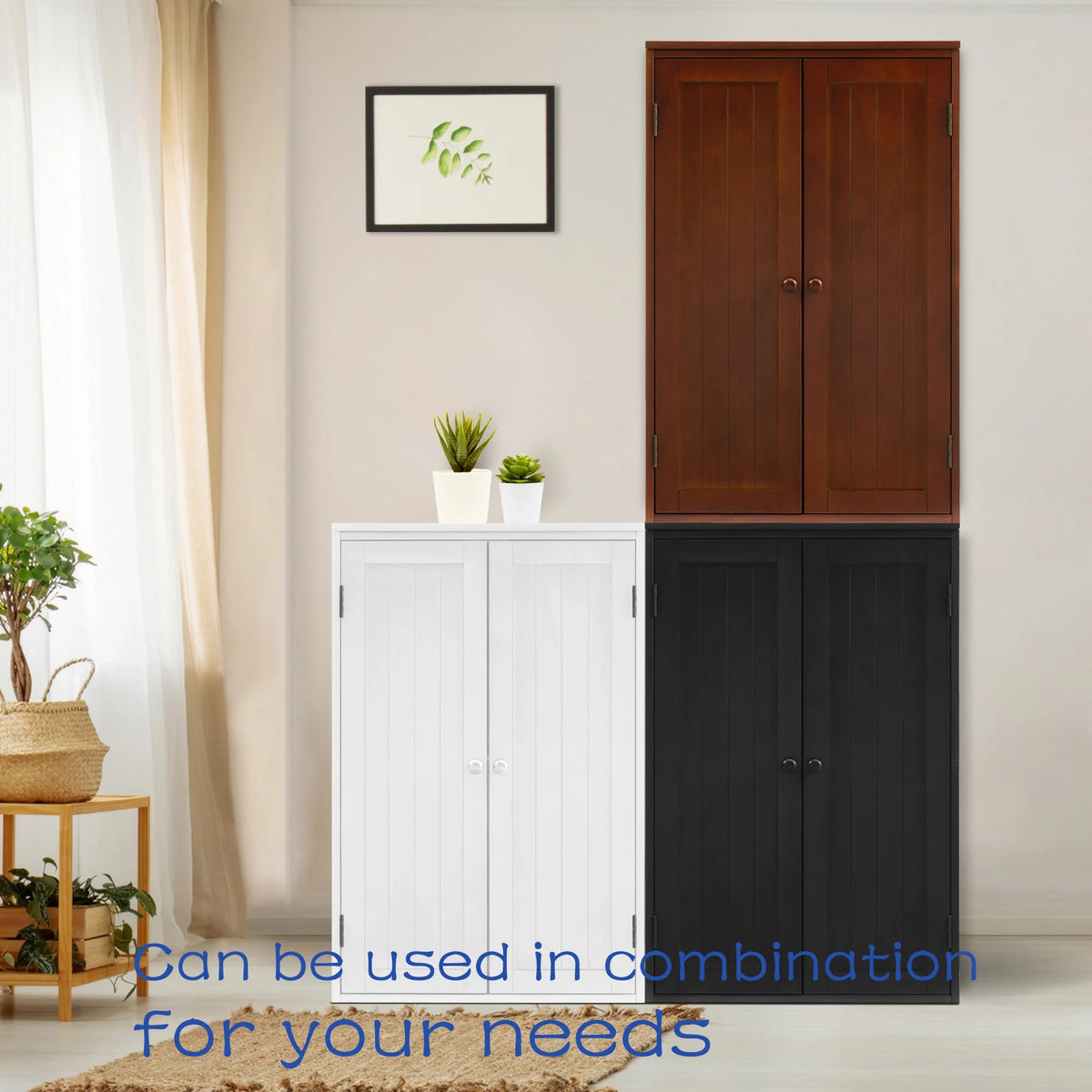 Wooden Floor Storage Cabinet with Adjustable Shelf F607456