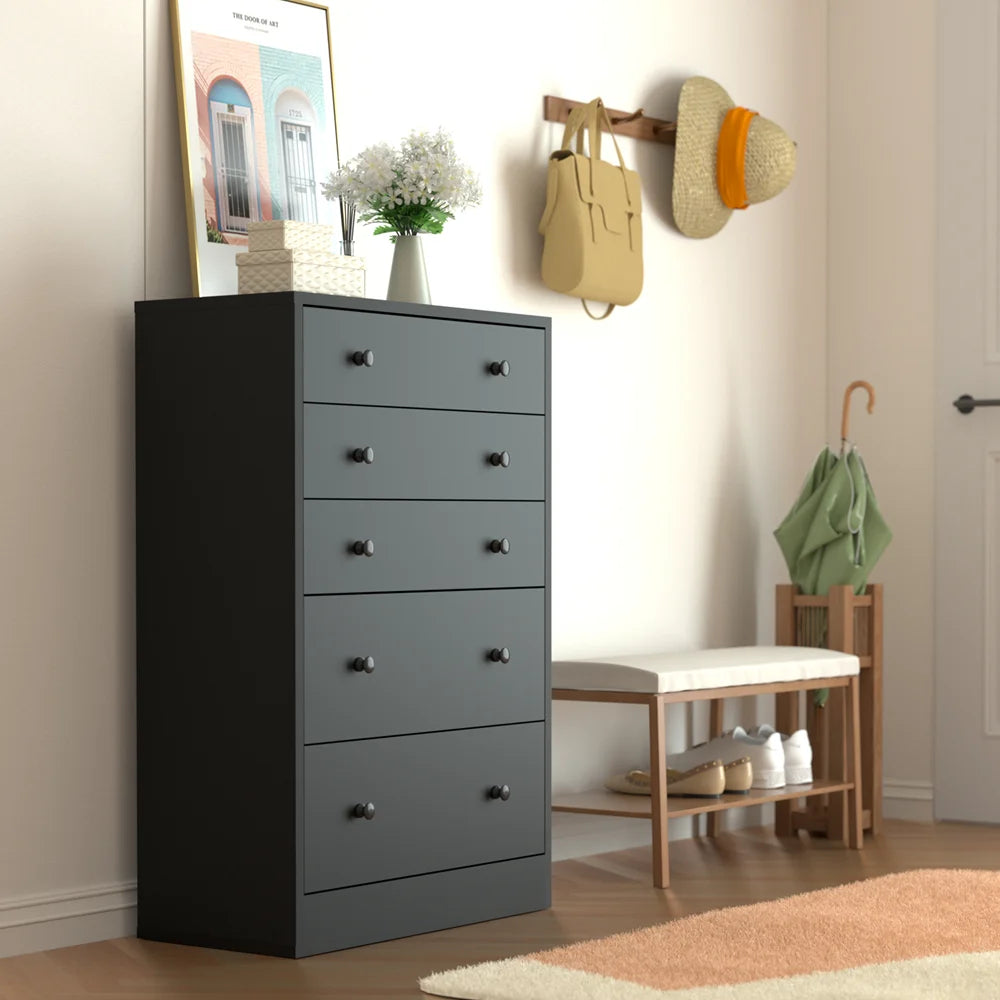 Oversized Black 5-Drawer Wood Dresser P820134