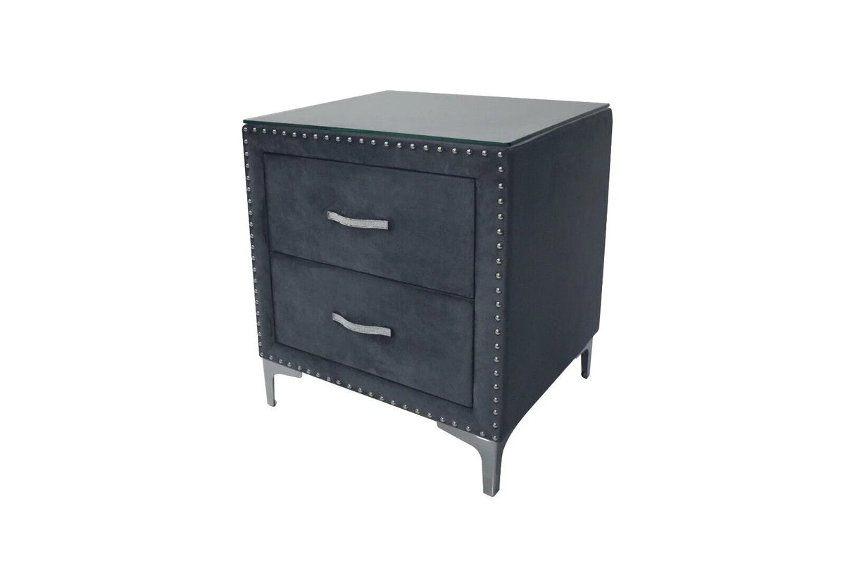 Dark Gray Velvet 3pc King Size Bedroom Set S8218