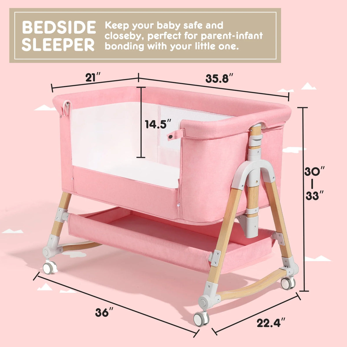 4 in 1 Height Adjustable Baby Bassinet Y104015