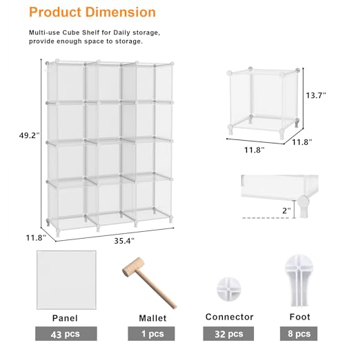 White 12 Cube Plastic Storage Organizer M27354