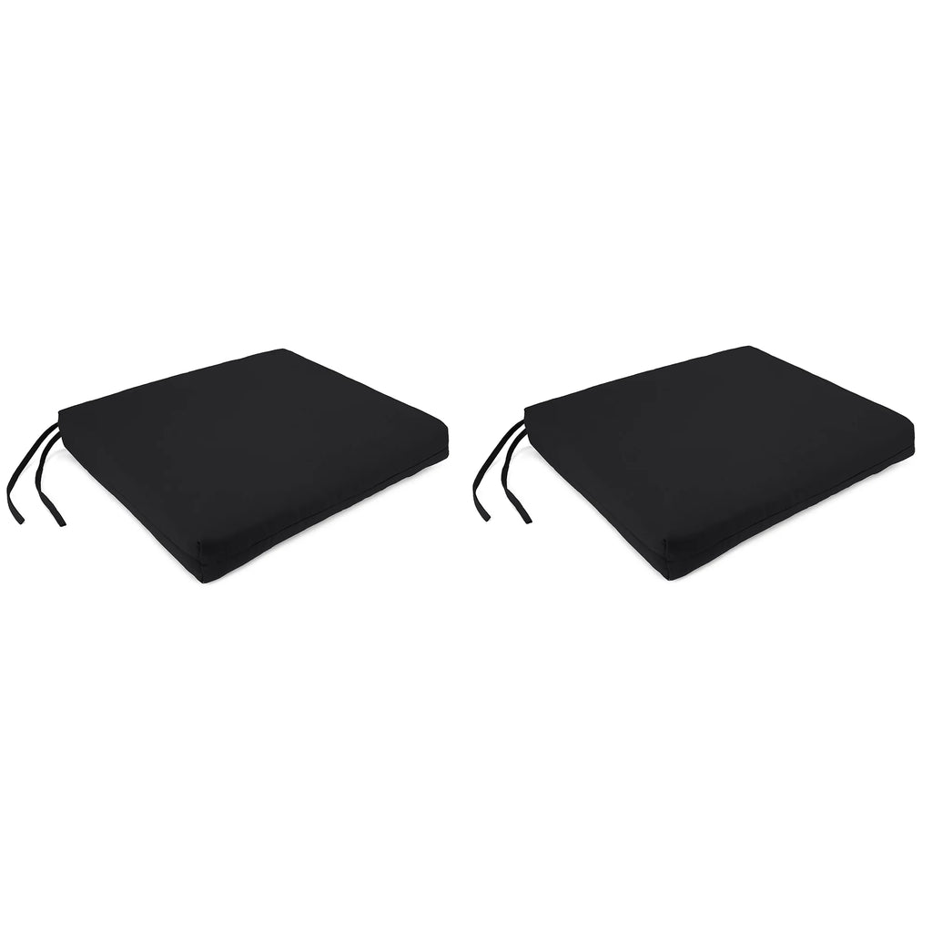 Black Rectangular Outdoor Chair Pad Seat Cushion with Ties, 2 Pack J79251