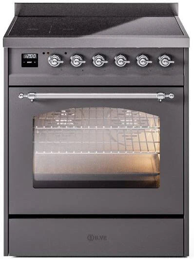 30 Induction Range with Electric Oven in Matte Graphite F381