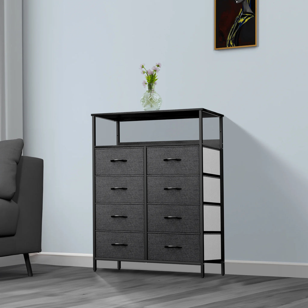 8 Drawer Fabric Dresser with Shelves C97040
