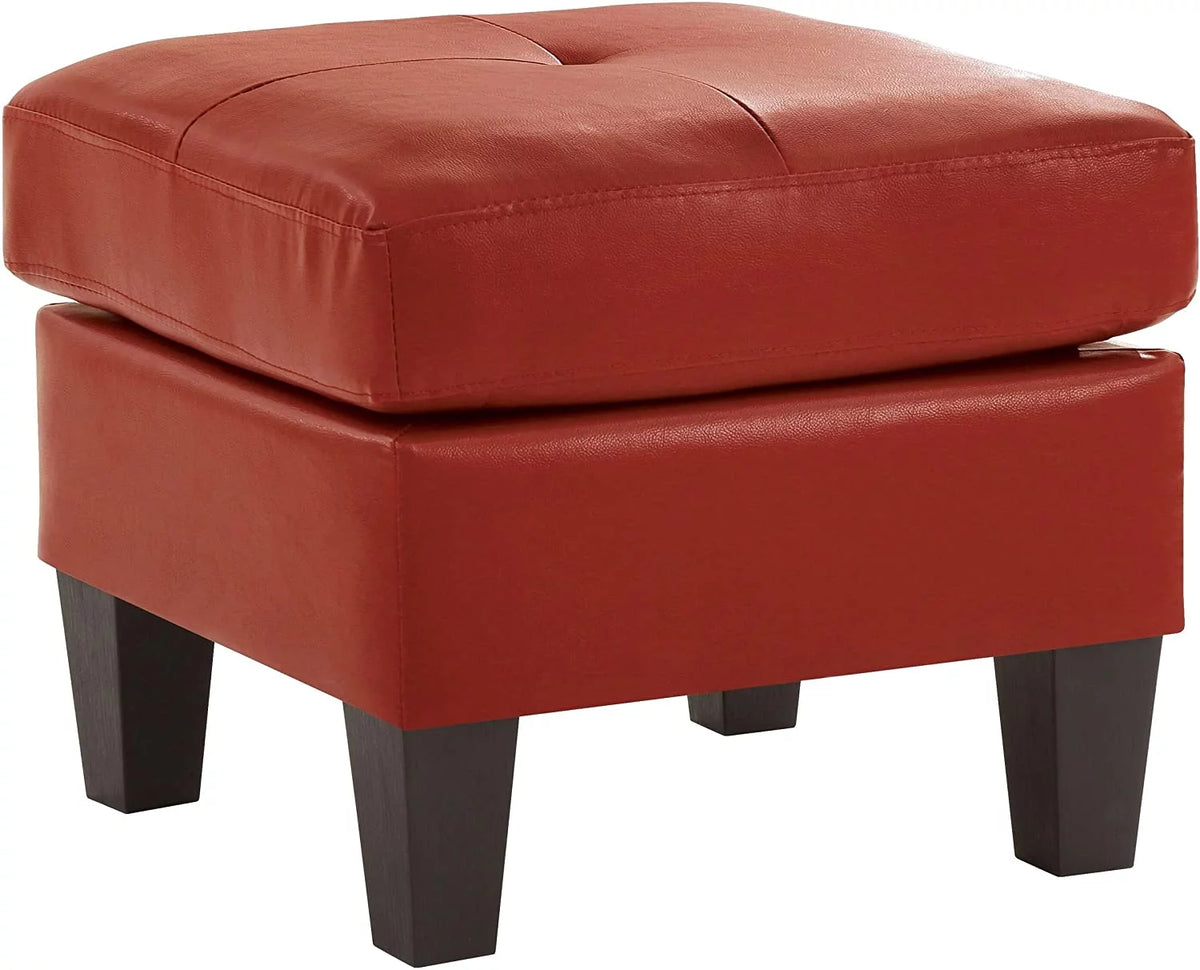Small Faux Leather Square Ottoman White Q7899