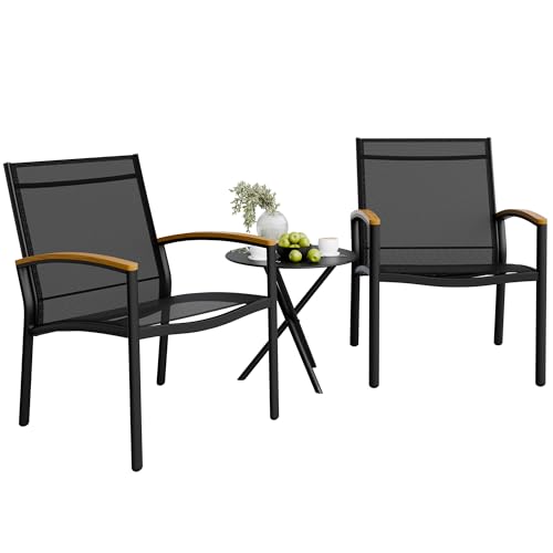 3 Pieces Textilene Fabric Patio Bistro Set with Table E310