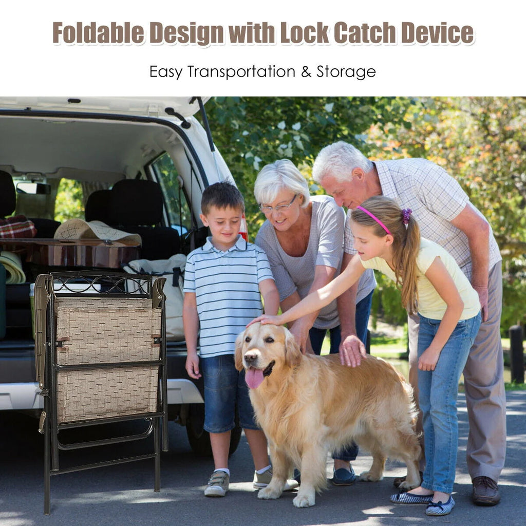 Set of 4 Portable Folding Sling Chairs with Armrest O249997