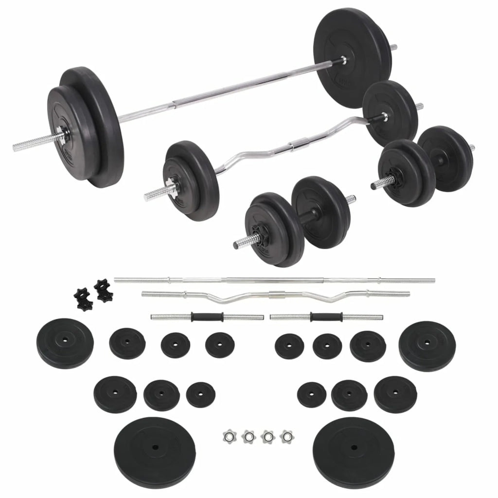 Workout Bench with Weight Rack, Barbell and Dumbbell Set 264.6 lb W49259