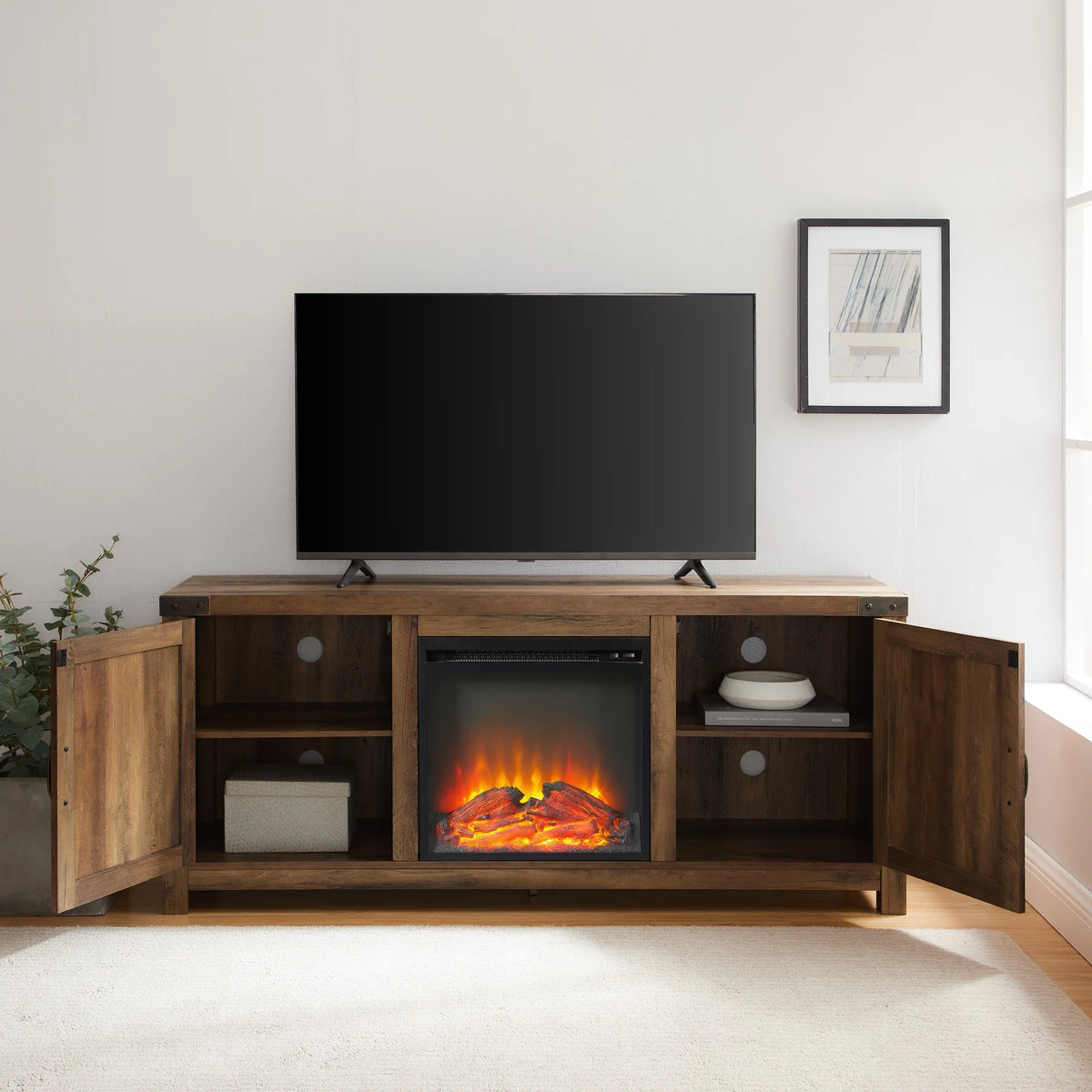 Modern Farmhouse Fireplace TV Stand C3508