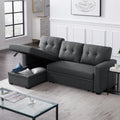 Dark Gray Linen Sleeper Sofa with Storage Chaise F274