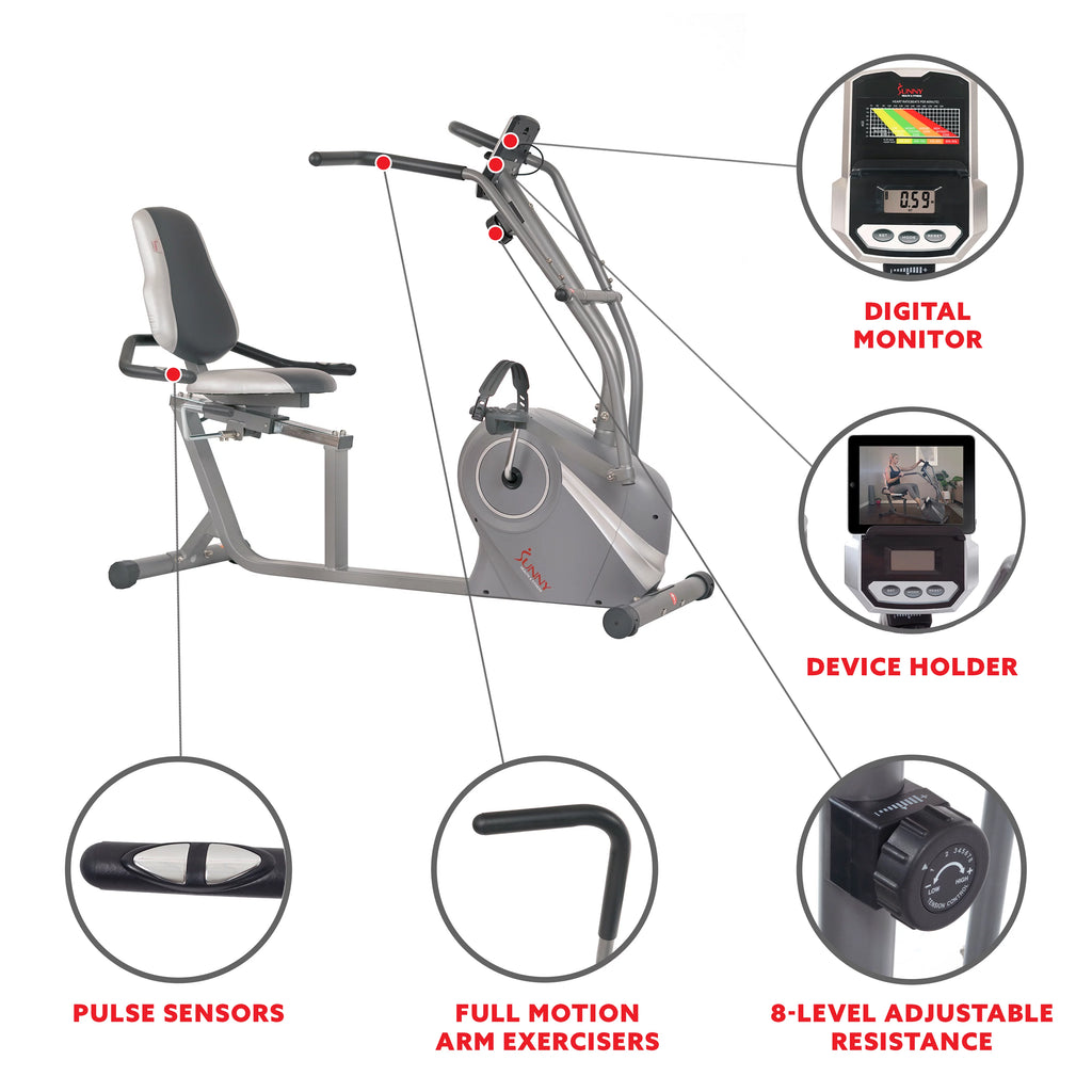 Magnetic Recumbent Bike with Arm Exercisers B707