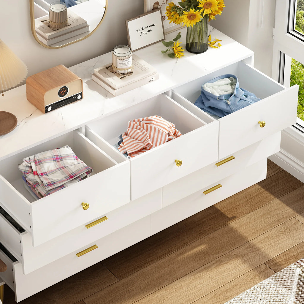 White 6 Drawer Wood Dresser H228220