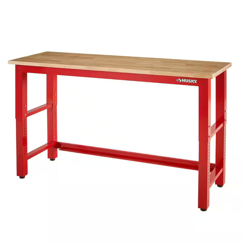 6 ft. Adjustable Height Solid Wood Top Workbench in Red N291