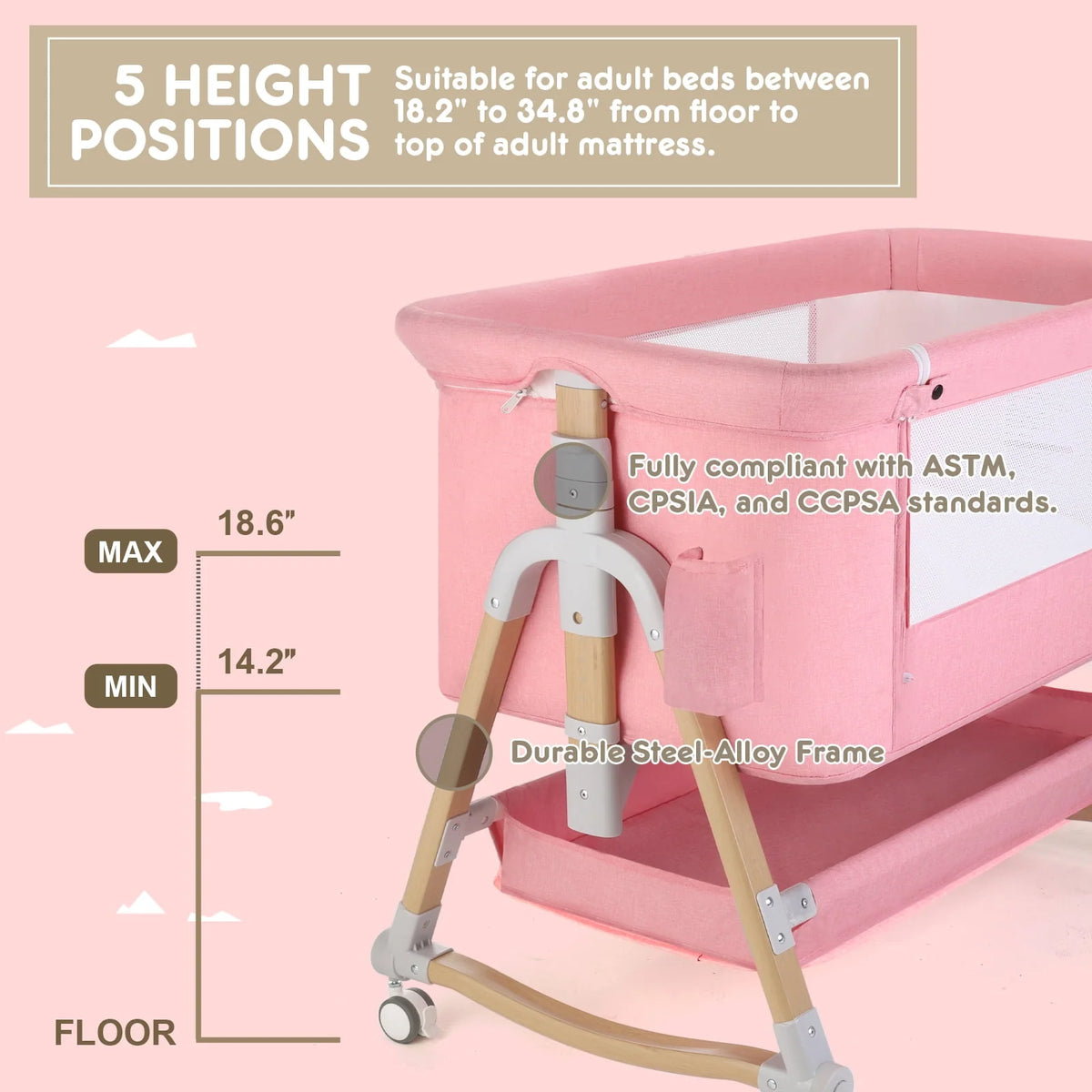 4 in 1 Height Adjustable Baby Bassinet Y104015