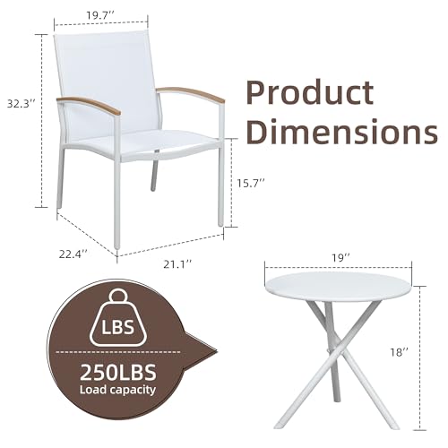 3 Pieces Textilene Fabric Patio Bistro Set with Table E310