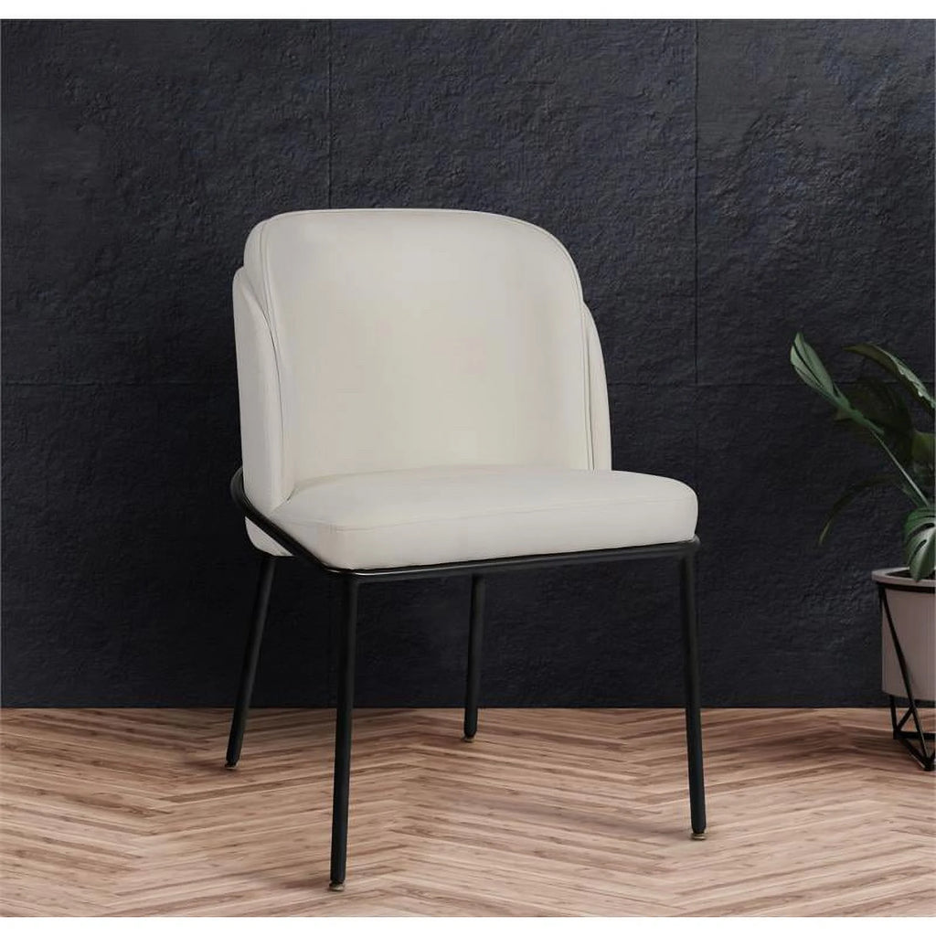 White Vegan Leather Dining Chair Y92120