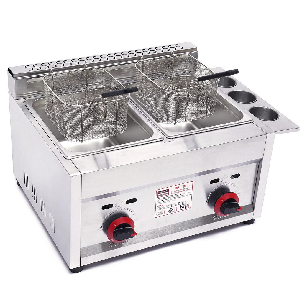 12L Stainless Steel Dual Tank Gas Deep Fryer L330
