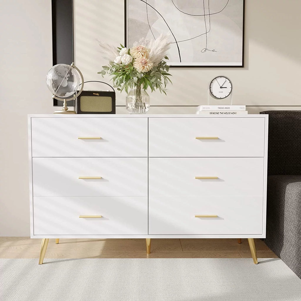 White 6 Drawer Wood Dresser H228220