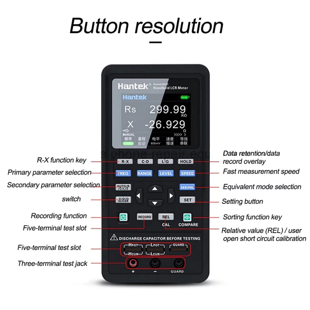 Digital LCR Meter Handheld Inductance Capacitance Resistance Tester F693689