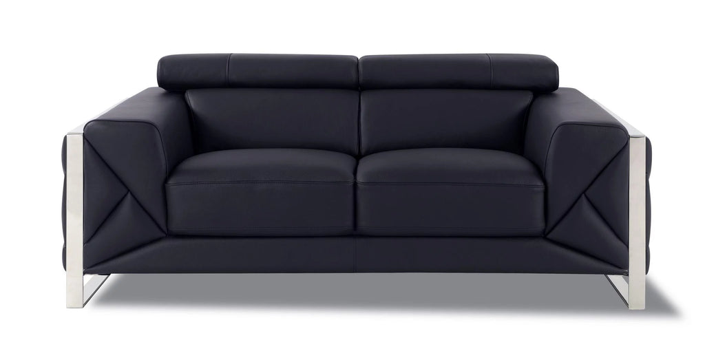 Black Genuine Italian Leather Loveseat Z379979
