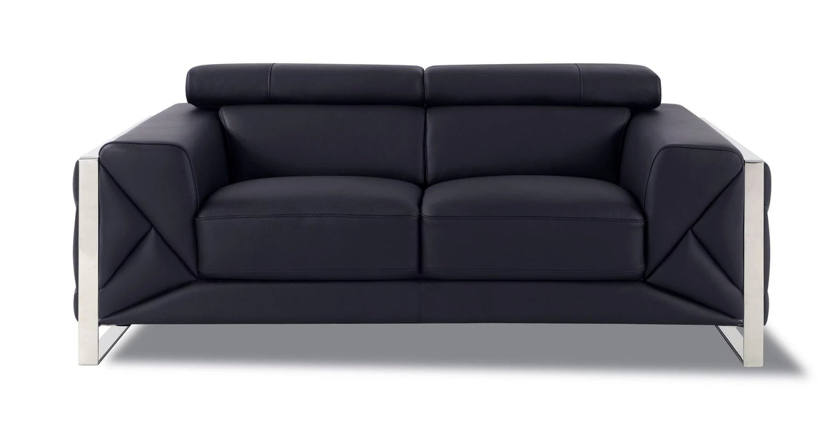 Black Genuine Italian Leather Loveseat Z379979