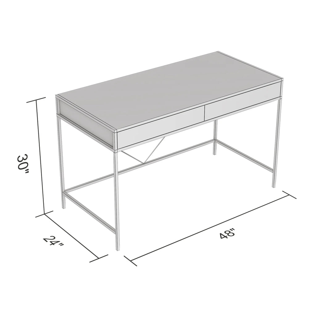 49"L 2-Drawers Black Metal Computer Desk P892