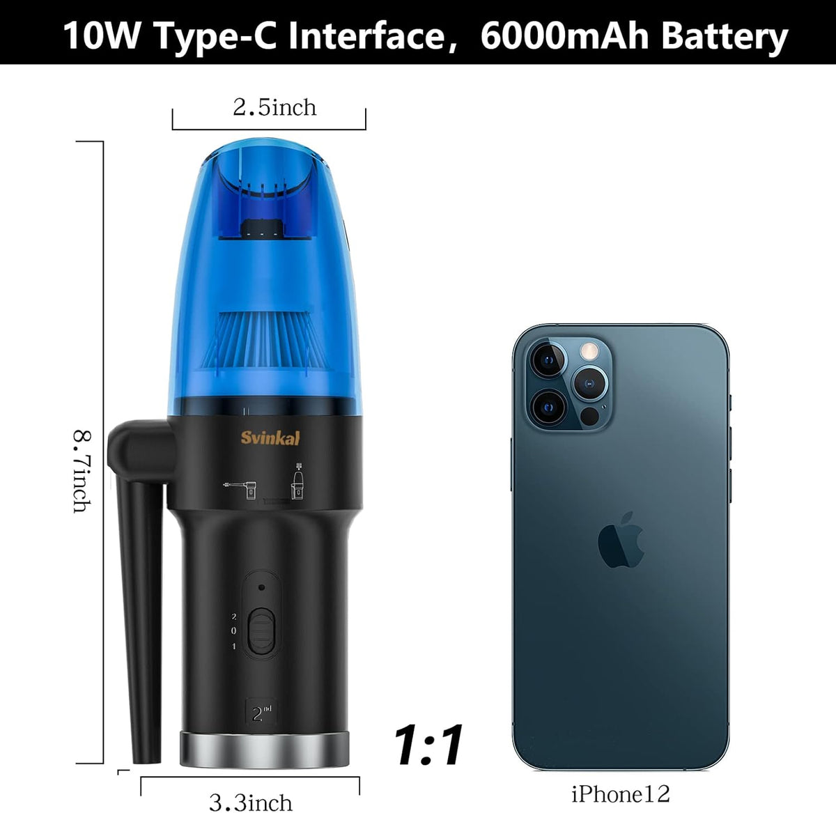 Cordless Air Duster & Vacuum 2-in-1, 6000mAh, Pack of 2 U44904