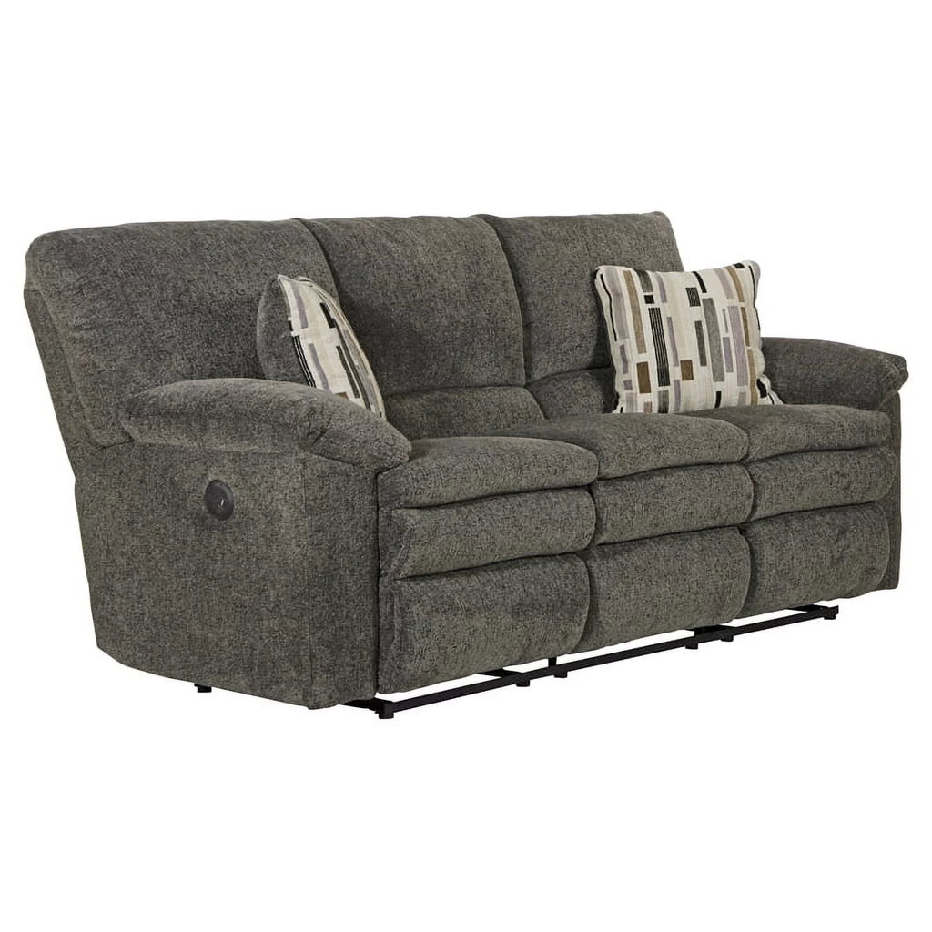 Charcoal Gray Polyester Power Reclining Sofa O956