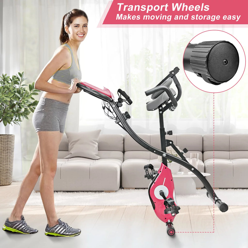 Folding Upright Exercise Bike Stationary Cycling Bike up to 441 lbs Black Z519