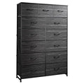 Tall 13 Drawer Fabric Dresser with Wood Top W2887