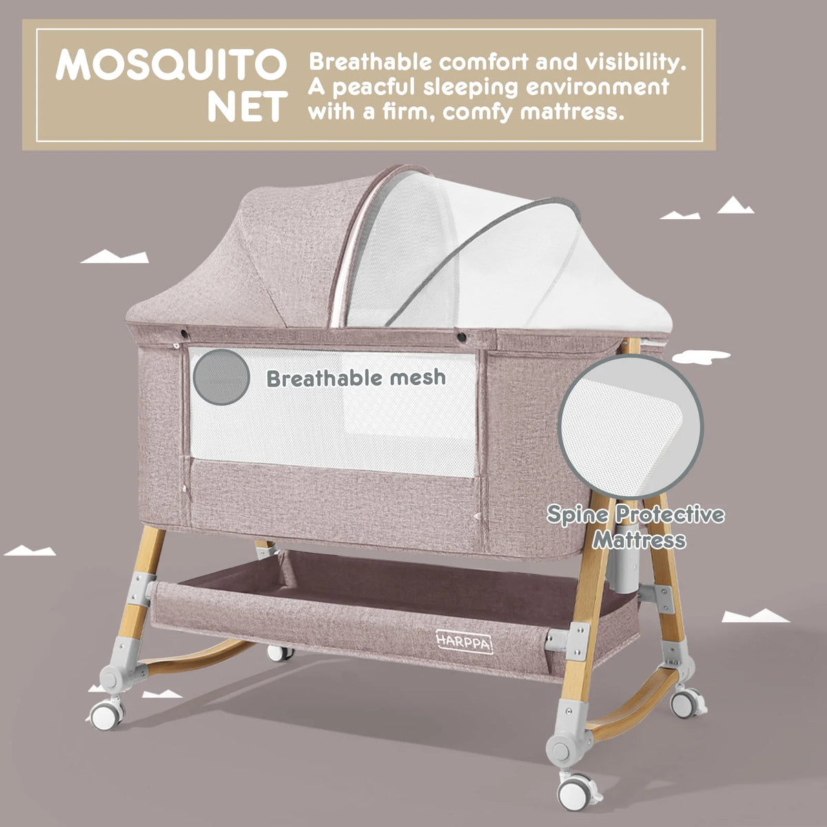 4 in 1 Height Adjustable Baby Bassinet Y104015
